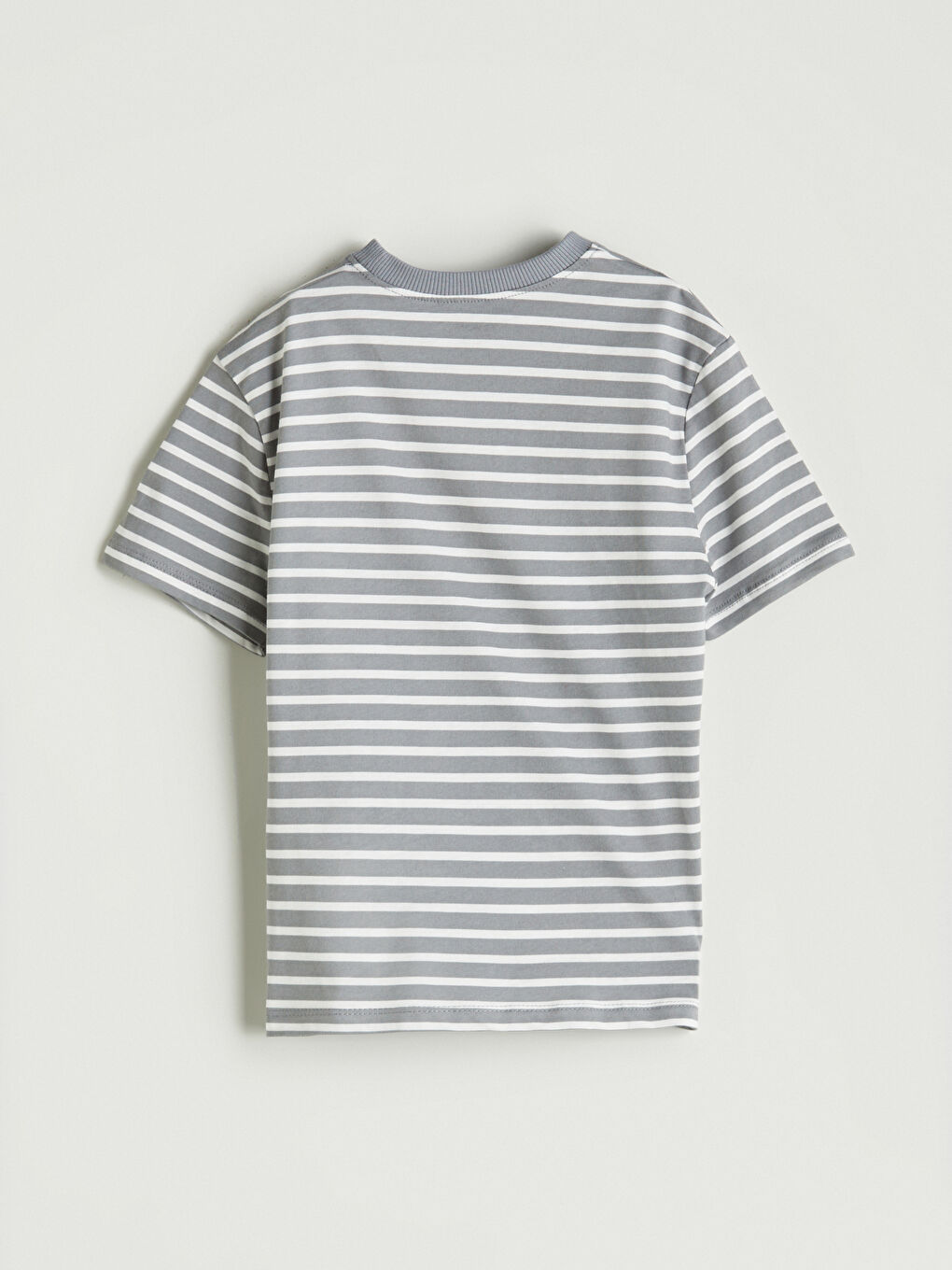 Gri Bisiklet Yaka Baskılı Erkek Çocuk Tişört-4