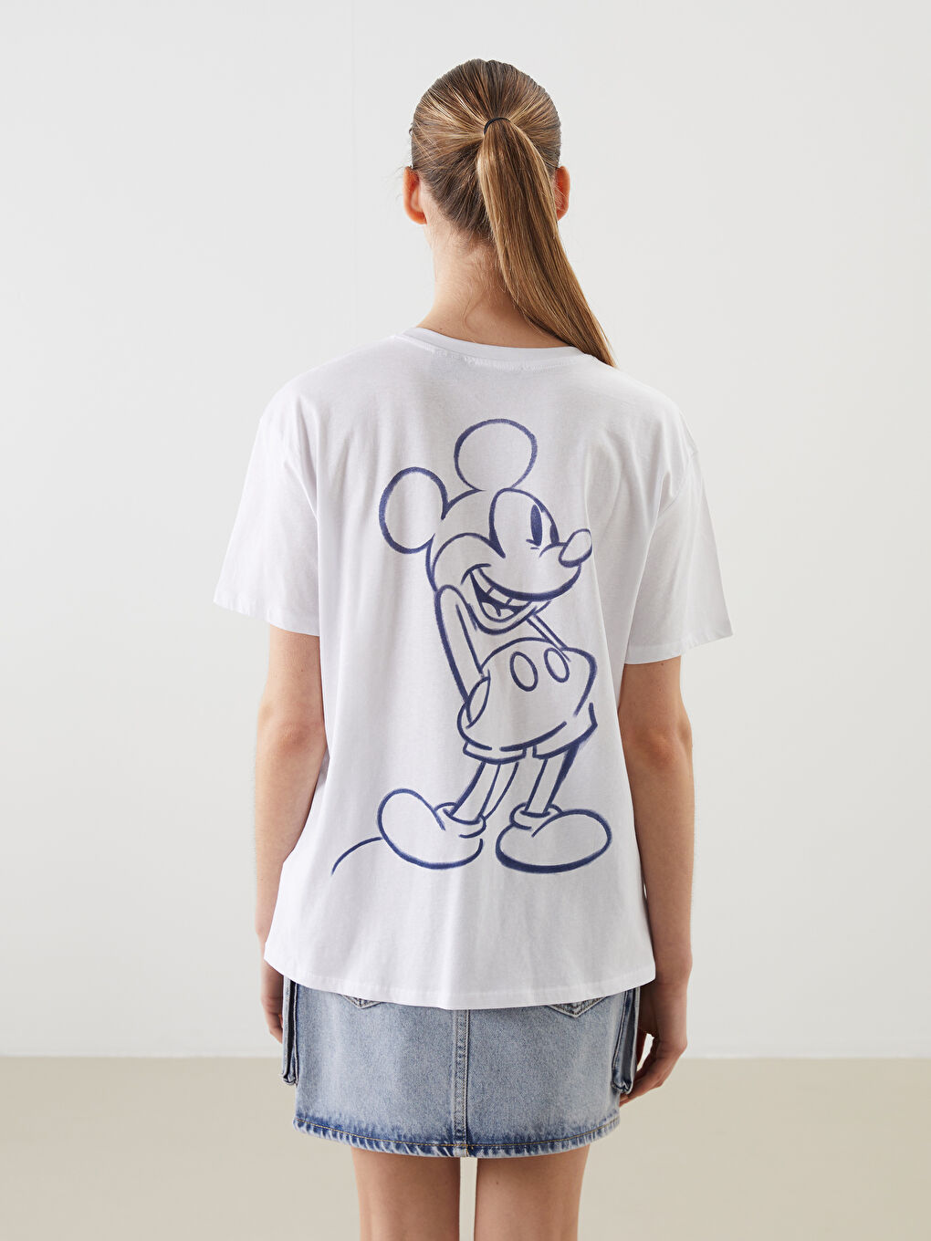Ženska majica sa otiskom Mickey Mouse i okruglim izrezom -S57012Z8-Q6K