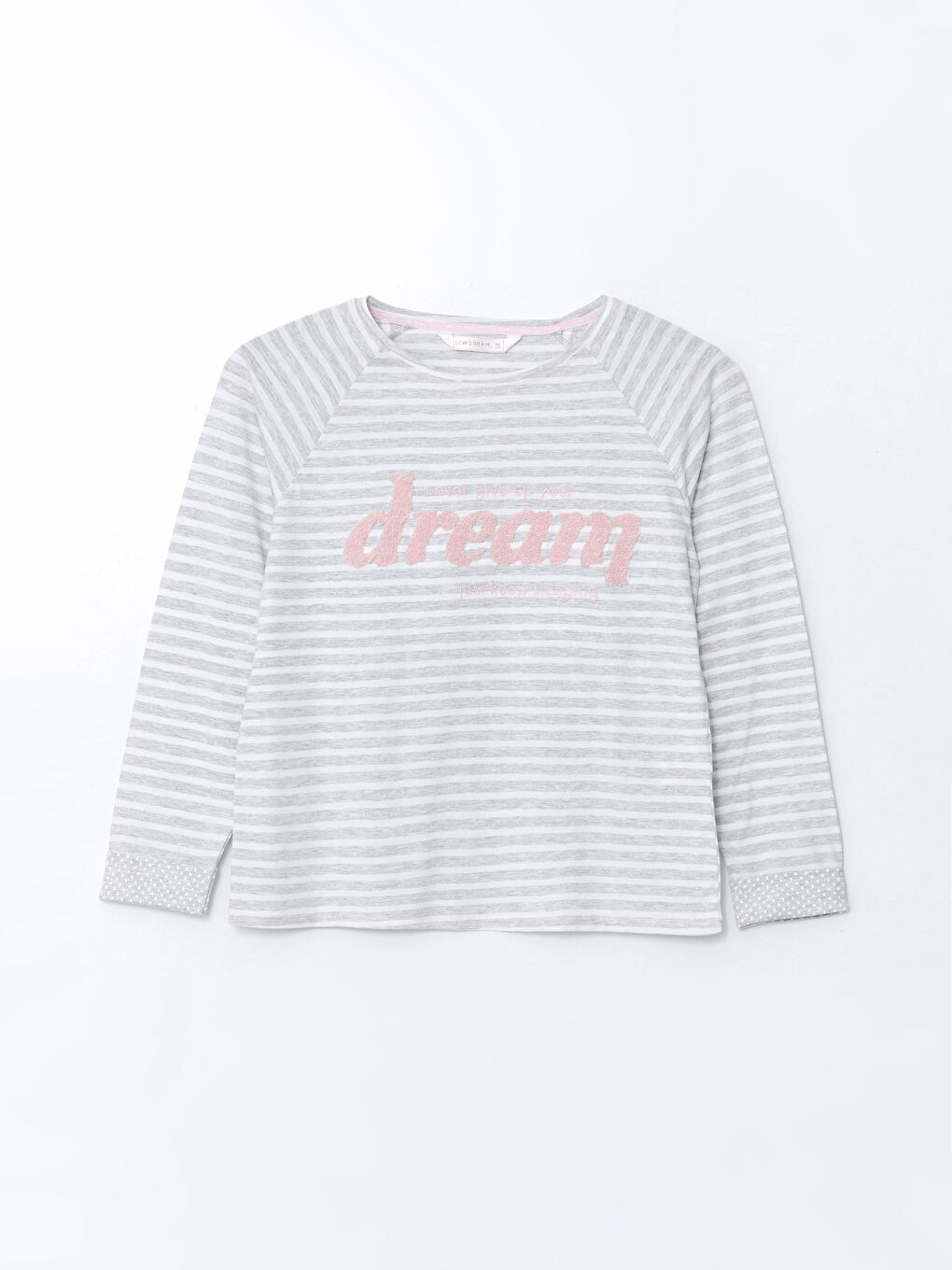 Ekru Bisiklet Yaka Nakışlı Kadın Pijama Üst