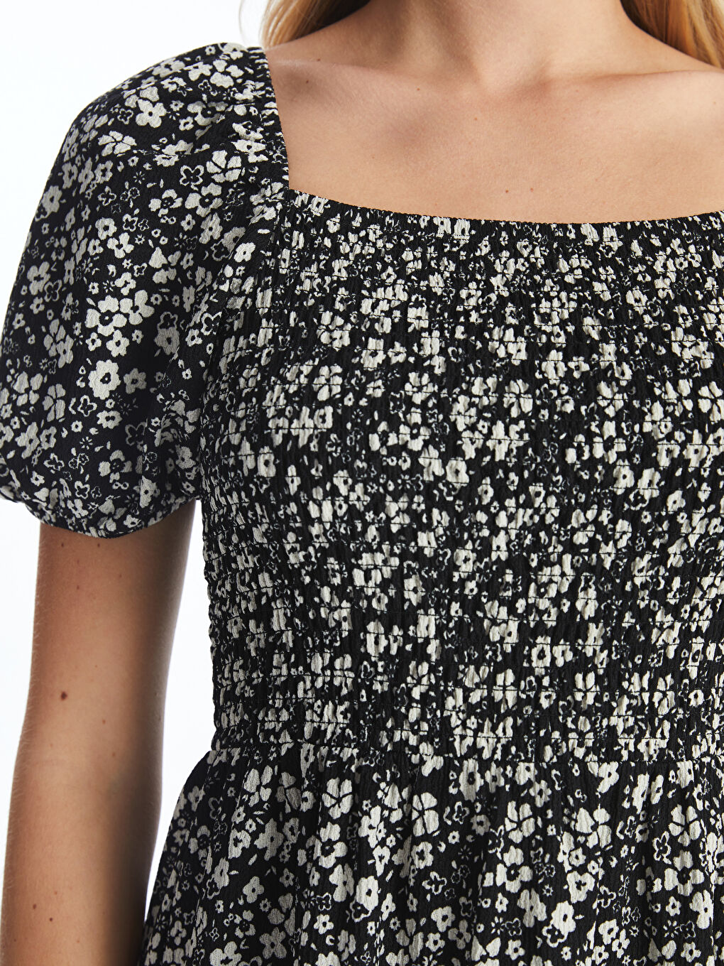 Square Collar Floral Women's Dress -S57022Z8-LQJ