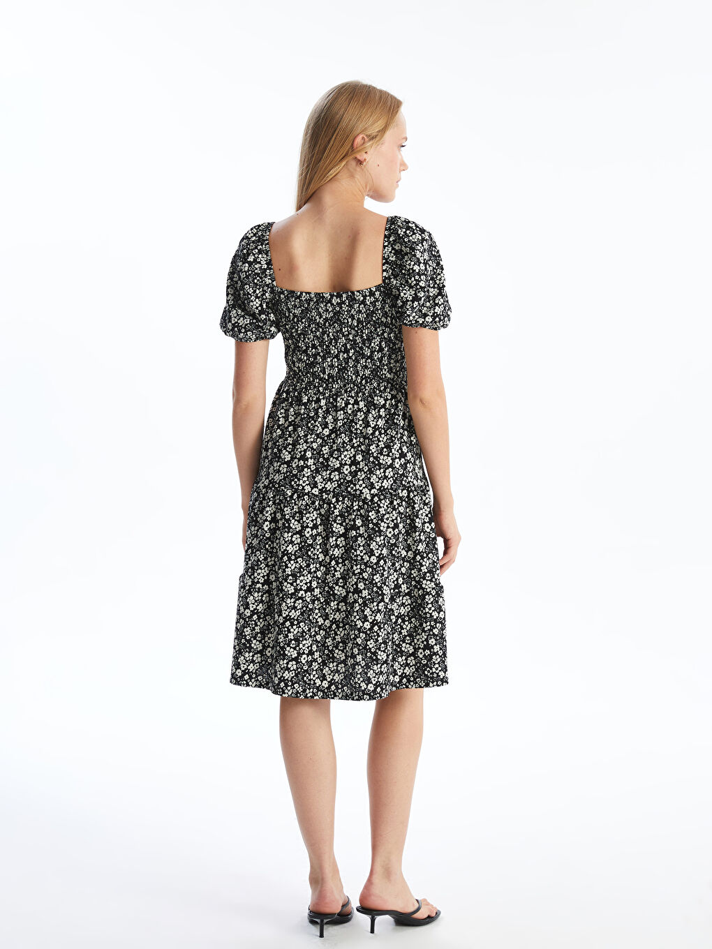 Square Collar Floral Women's Dress -S57022Z8-LQJ
