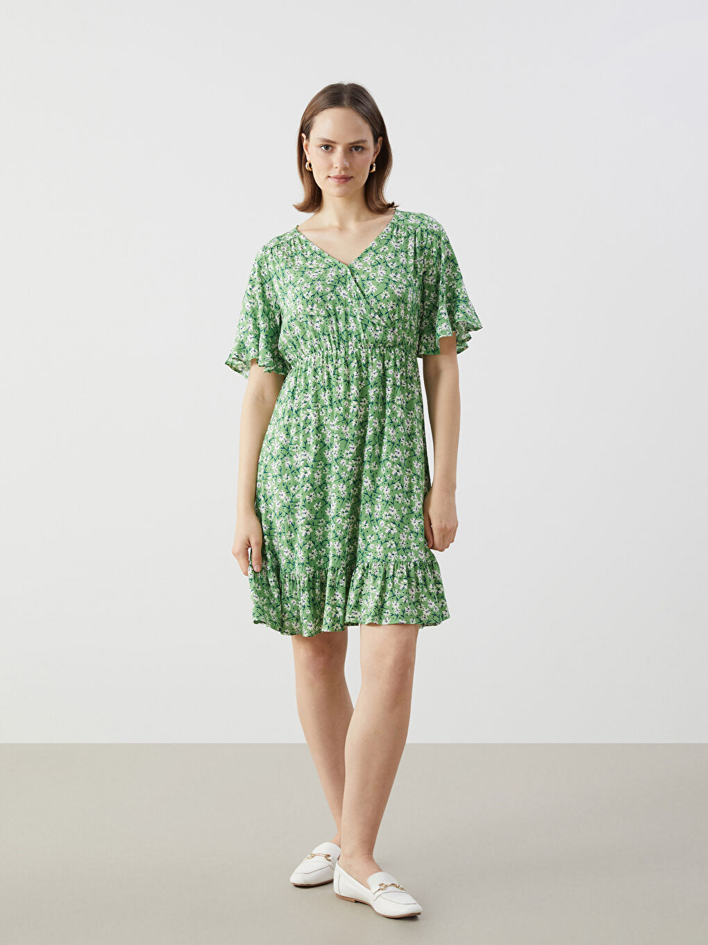 Double Breasted Collar Floral Women's Dress -S57024Z8-LRR