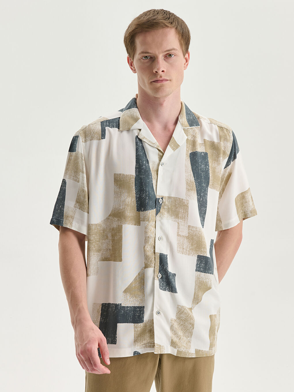 LCW Vision Regular Fit Short Sleeve Patterned Men's Shirt -S57041Z8-Y0T