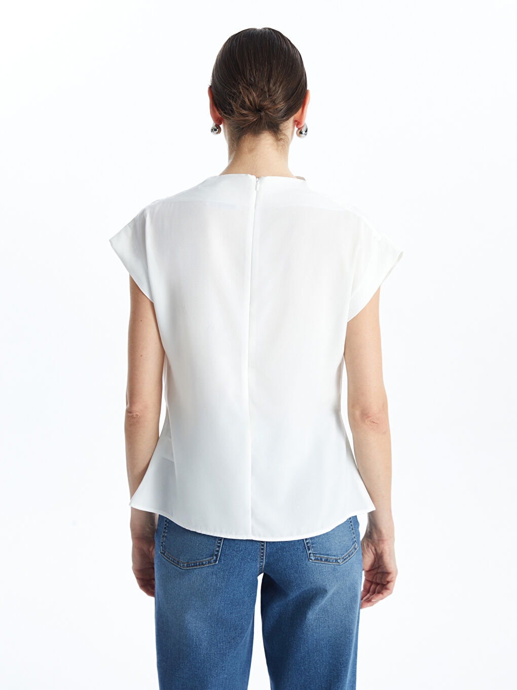 Cowl Neck Plain Crepe Women's Blouse -S57060Z8-FEW