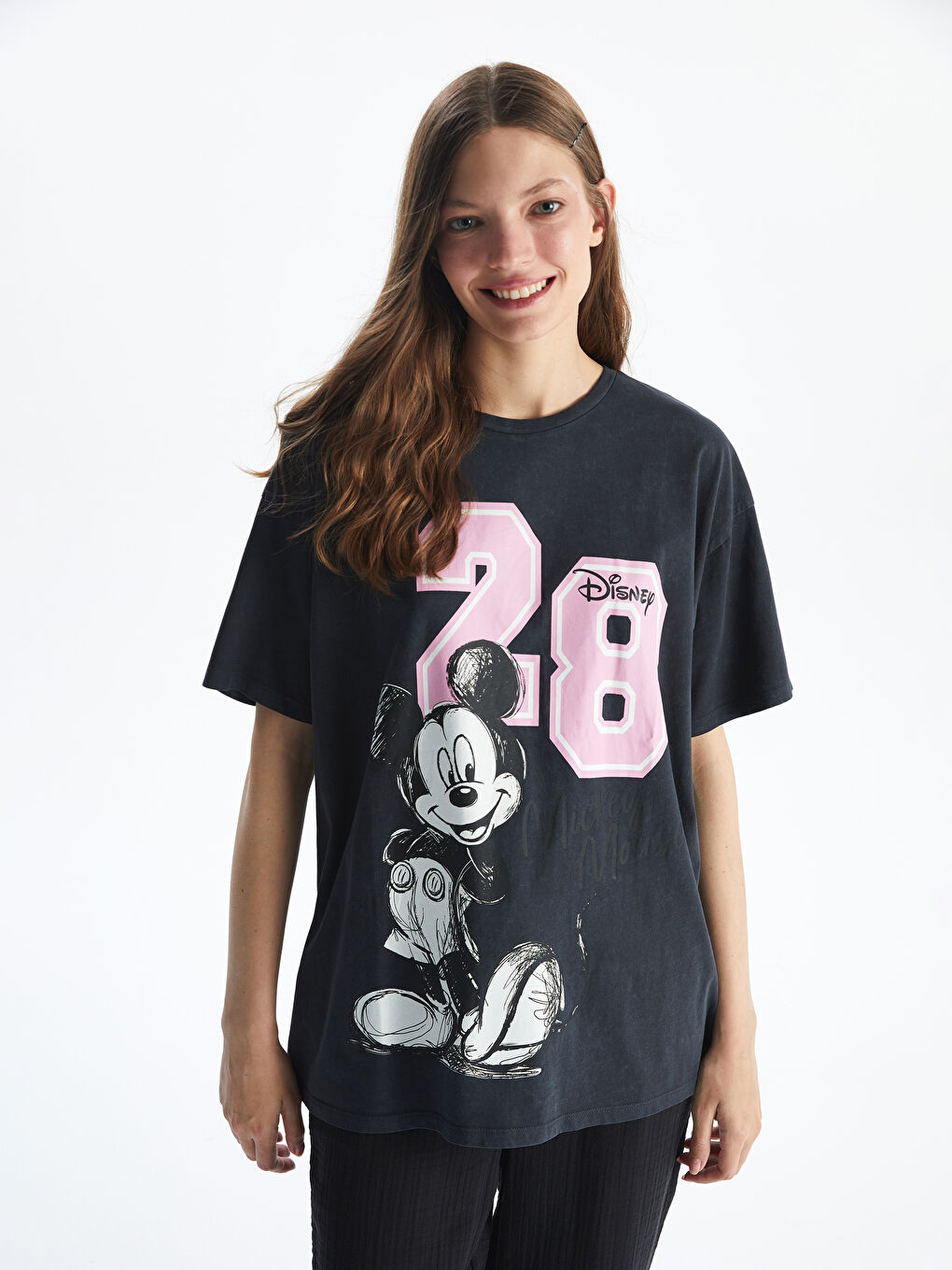 Crew Neck Mickey Mouse Printed Women's T-Shirt -S57079Z8-VDL