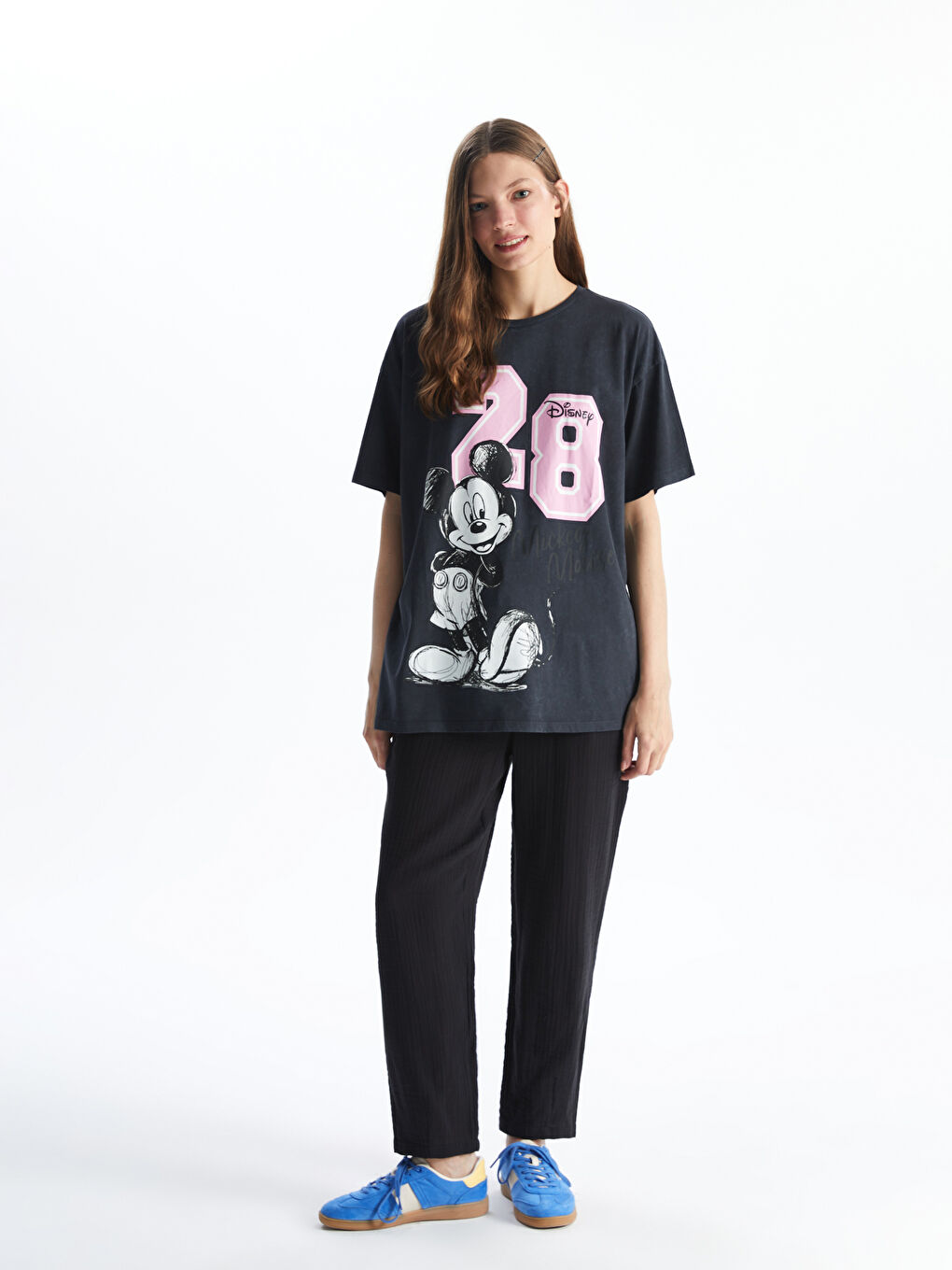 Crew Neck Mickey Mouse Printed Women's T-Shirt -S57079Z8-VDL