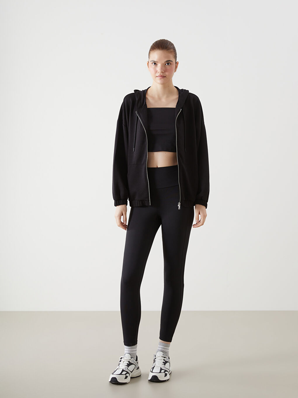 XSIDE ACTIVE Kapüşonlu Oversize Kadın Fermuarlı Sweatshirt -S57090Z8-CVL