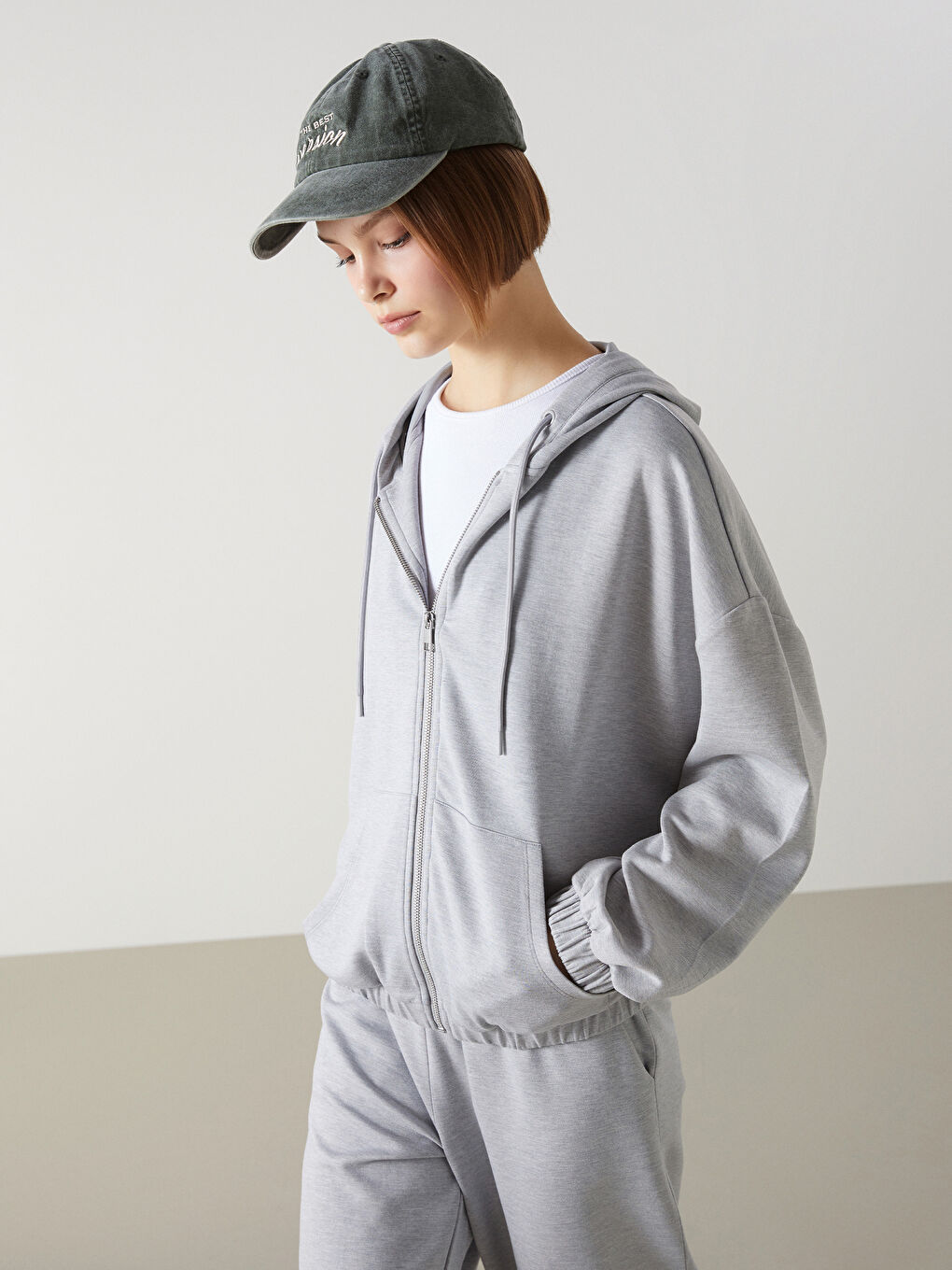 Hooded Oversize Women's Zipper Sweatshirt -S57090Z8-LAL