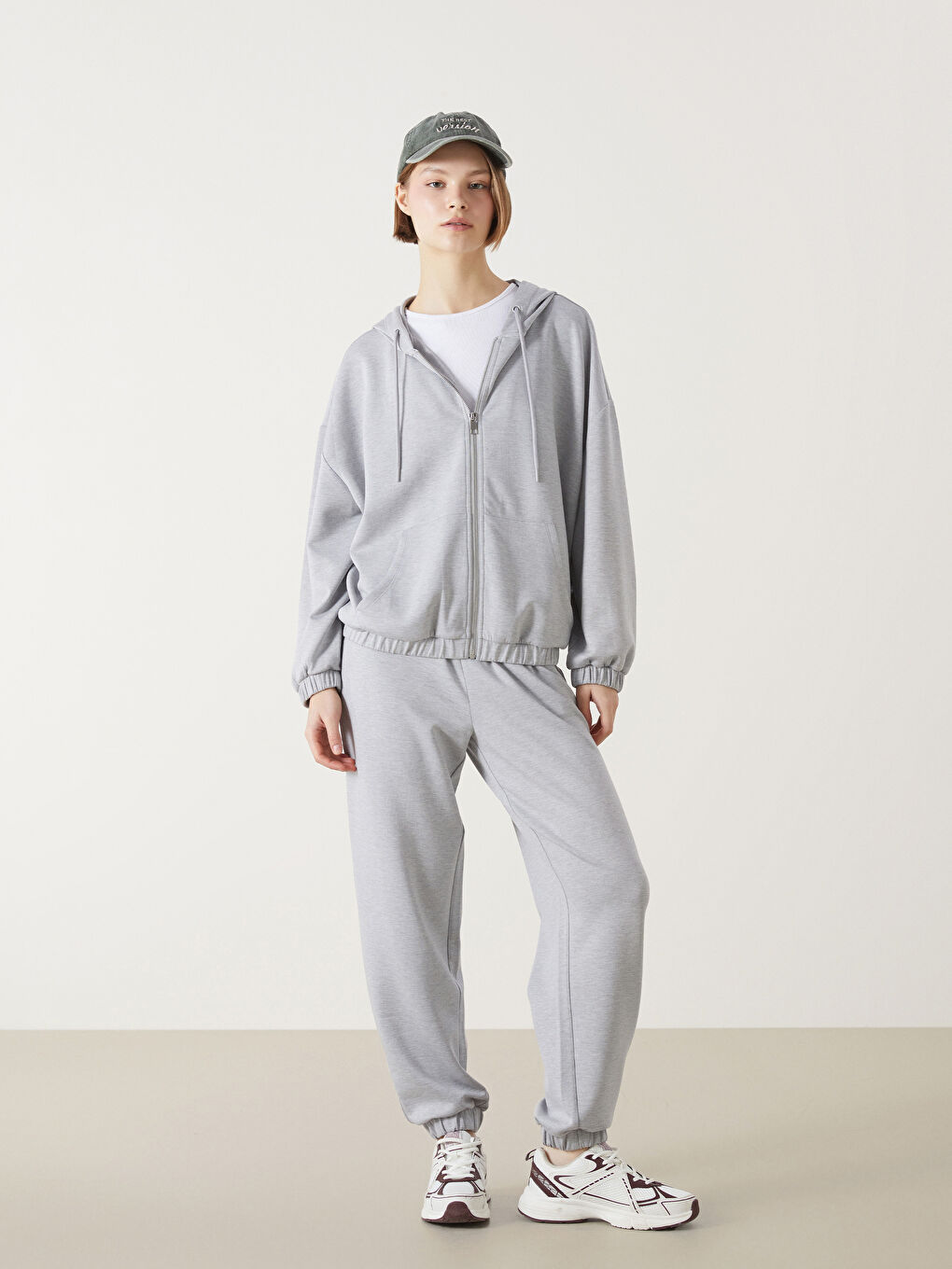Hooded Oversize Women's Zipper Sweatshirt -S57090Z8-LAL