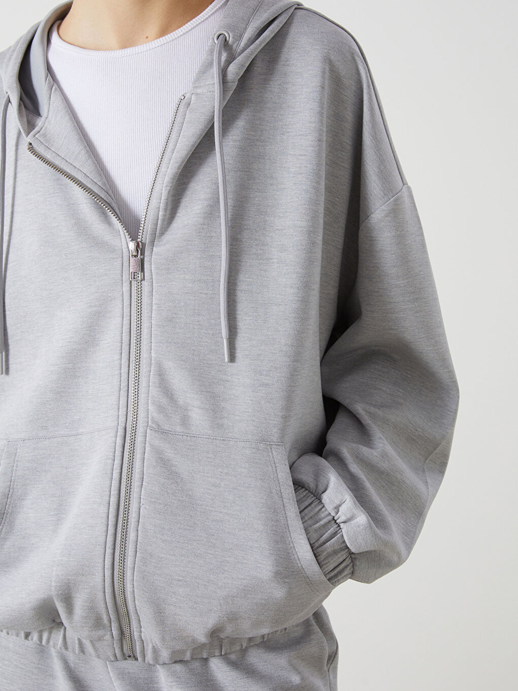 Hooded Oversize Women's Zipper Sweatshirt -S57090Z8-LAL