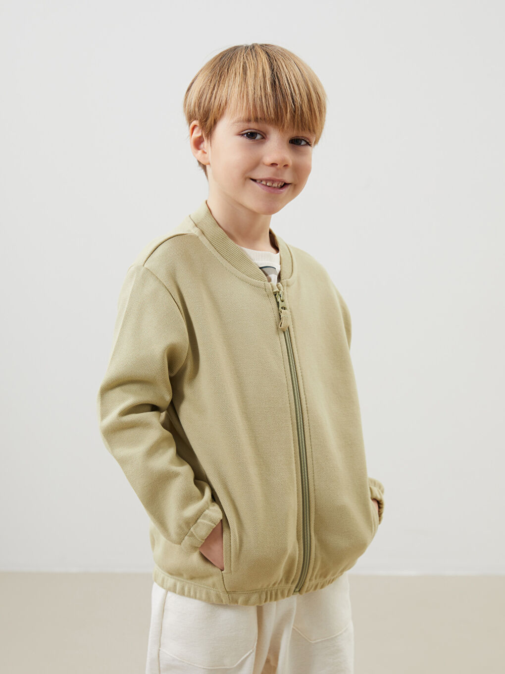 Basic Boys' Zippered Sweatshirt -S57092Z1-FHW