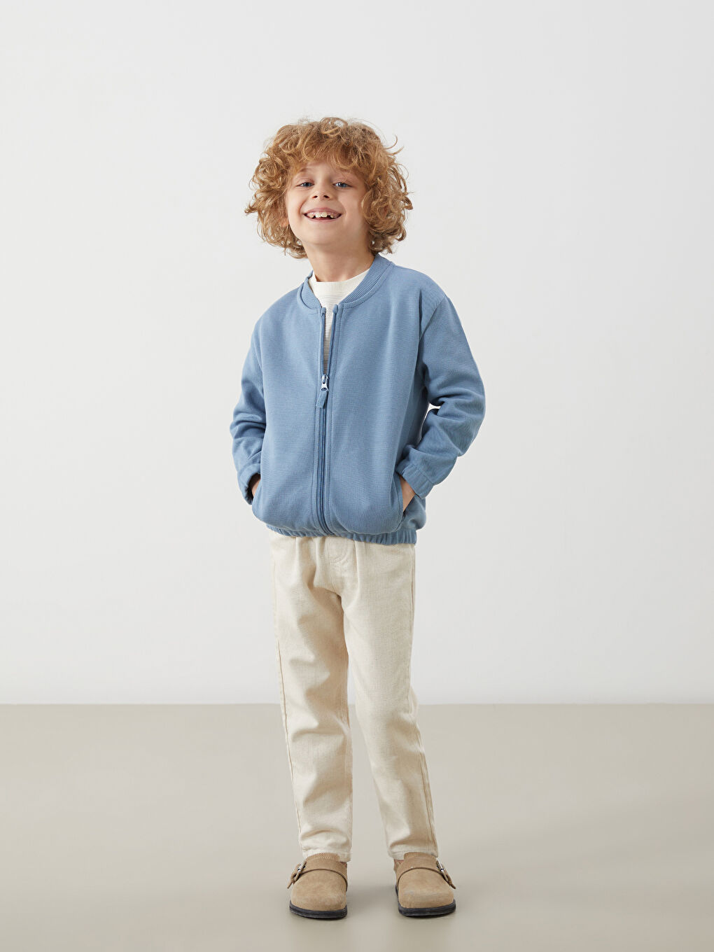 Mavi Basic Erkek Çocuk Fermuarlı Sweatshirt-1