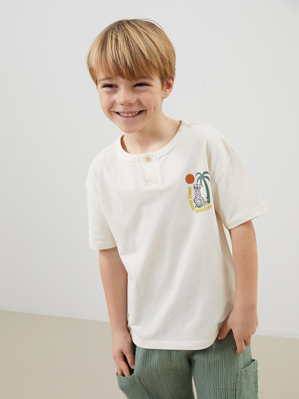 Crew Neck Printed Boy's T-Shirt -S57096Z1-QVK