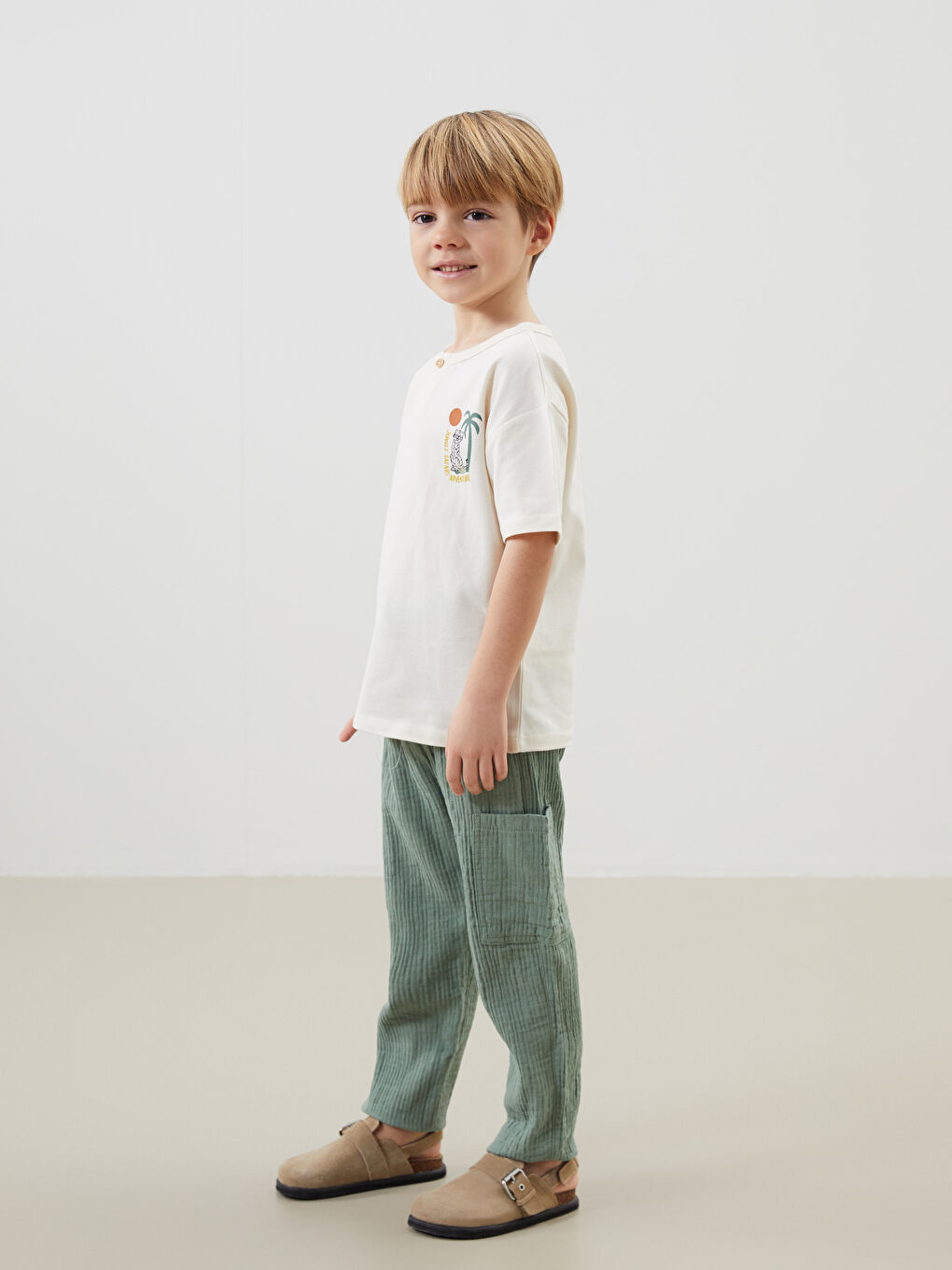 Crew Neck Printed Boy's T-Shirt -S57096Z1-QVK