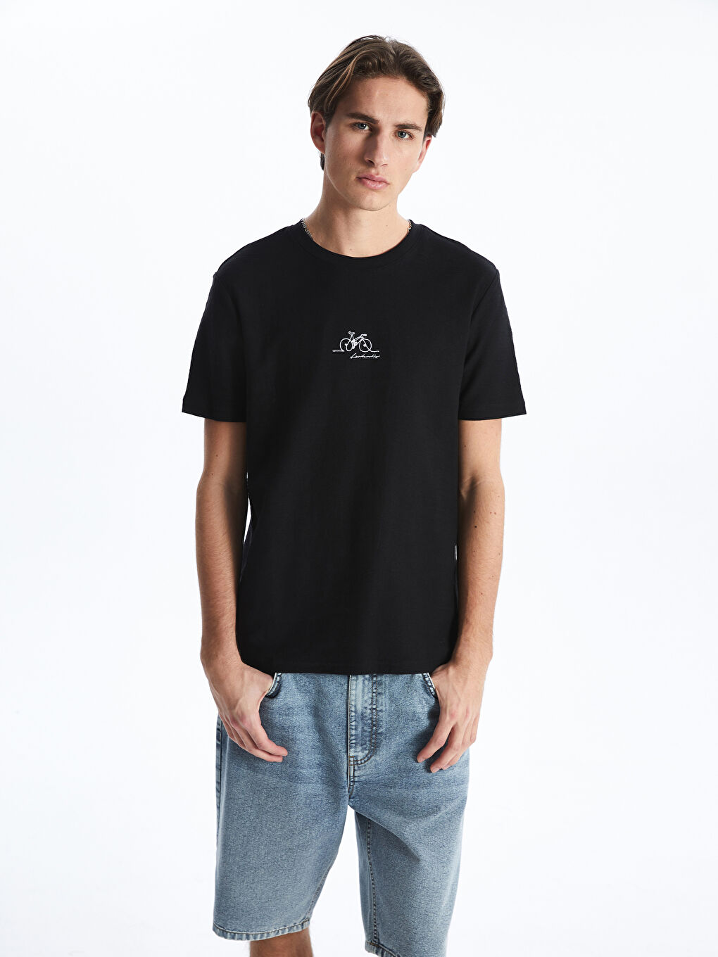 Crew Neck Jacquard Embroidered Men's T-Shirt -S57099Z8-CVL