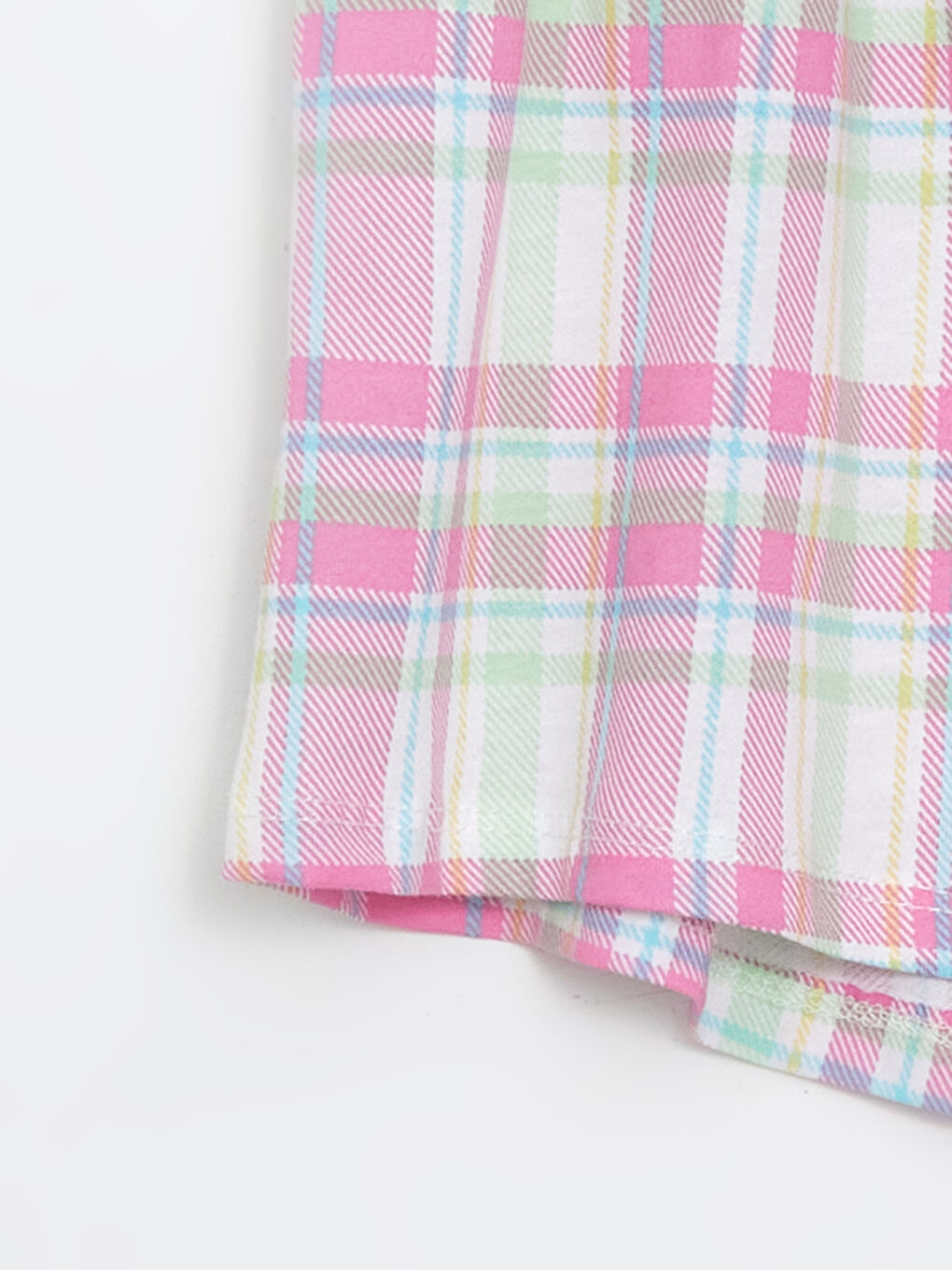 Pembe Beli Lastikli Ekose Kız Çocuk Pijama Şort-1