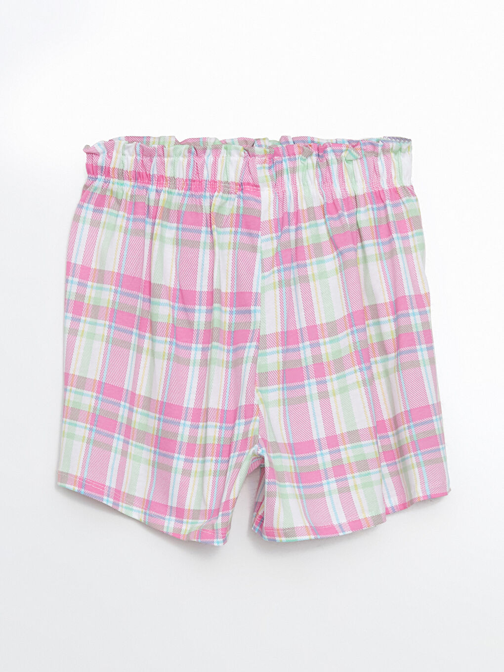 Pembe Beli Lastikli Ekose Kız Çocuk Pijama Şort-2