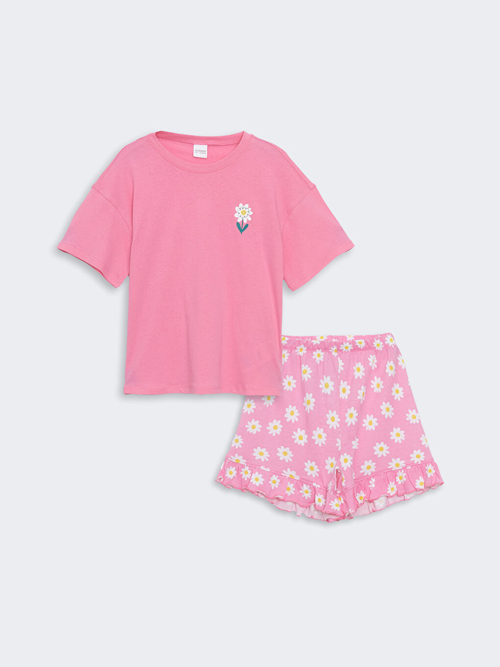 Crew Neck Floral Girls' Shortie Pyjama Set -S57133Z4-FNL