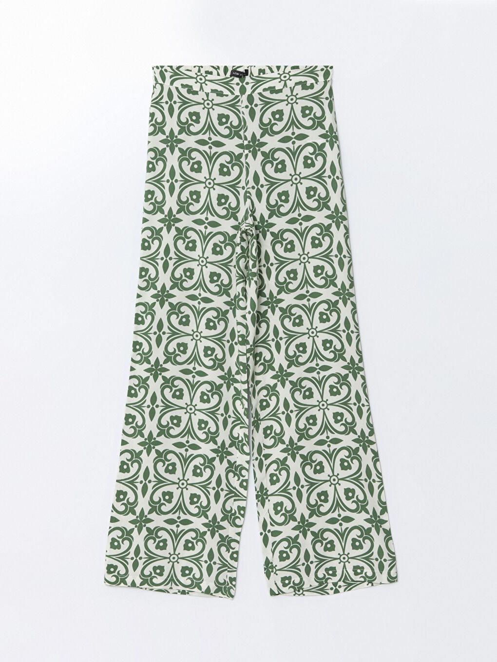 Elasticated Waist Patterned Wide Leg Women's Trousers-4