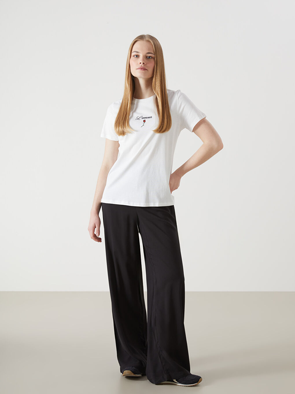 LCW Vision Elastic Waist Wide Leg Women's Trousers -S57158Z8-CVL