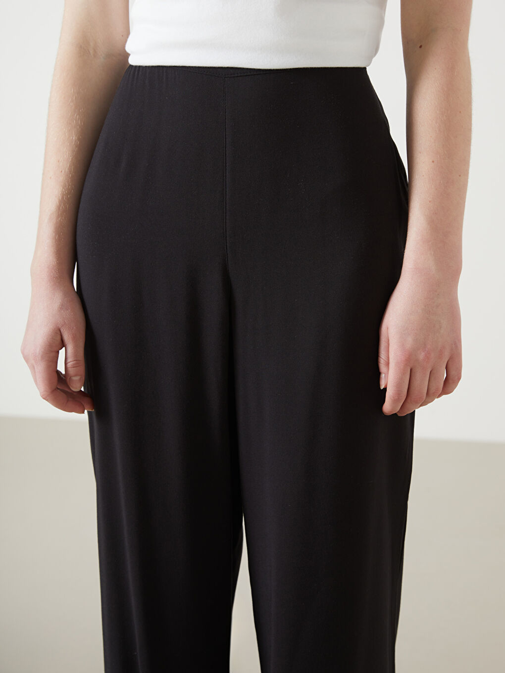 LCW Vision Elastic Waist Wide Leg Women's Trousers -S57158Z8-CVL