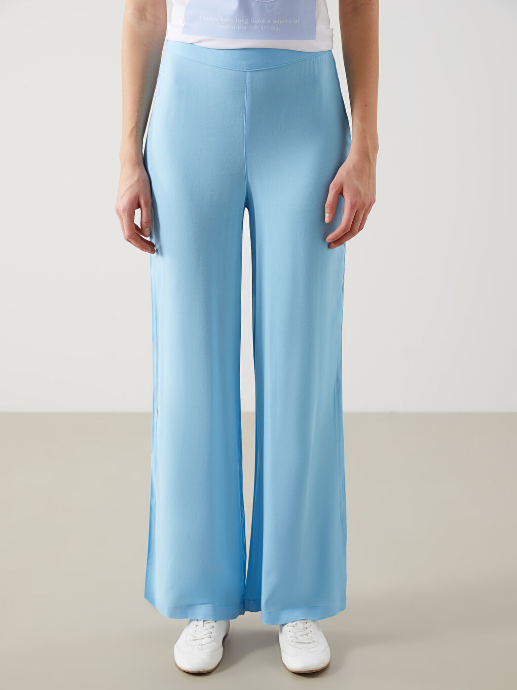 Elastic Waist Wide Leg Women's Trousers-1