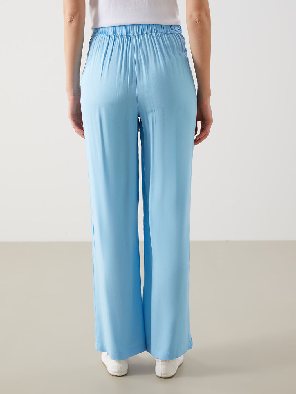 Elastic Waist Wide Leg Women's Trousers-3