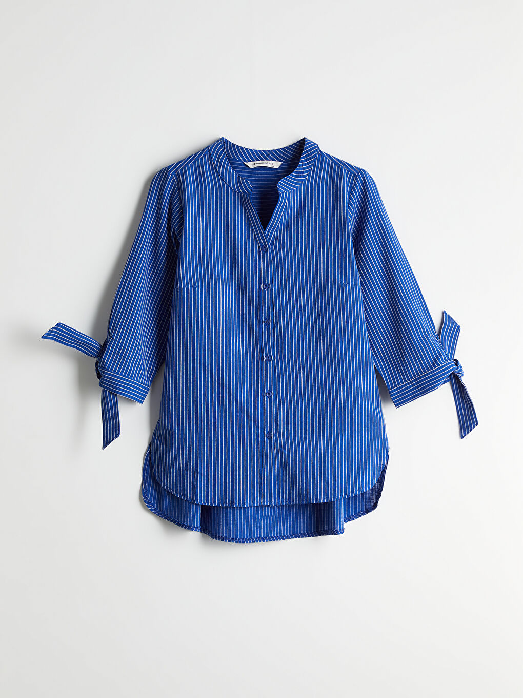 Mavi Çizgili Poplin Kadın Gömlek-4