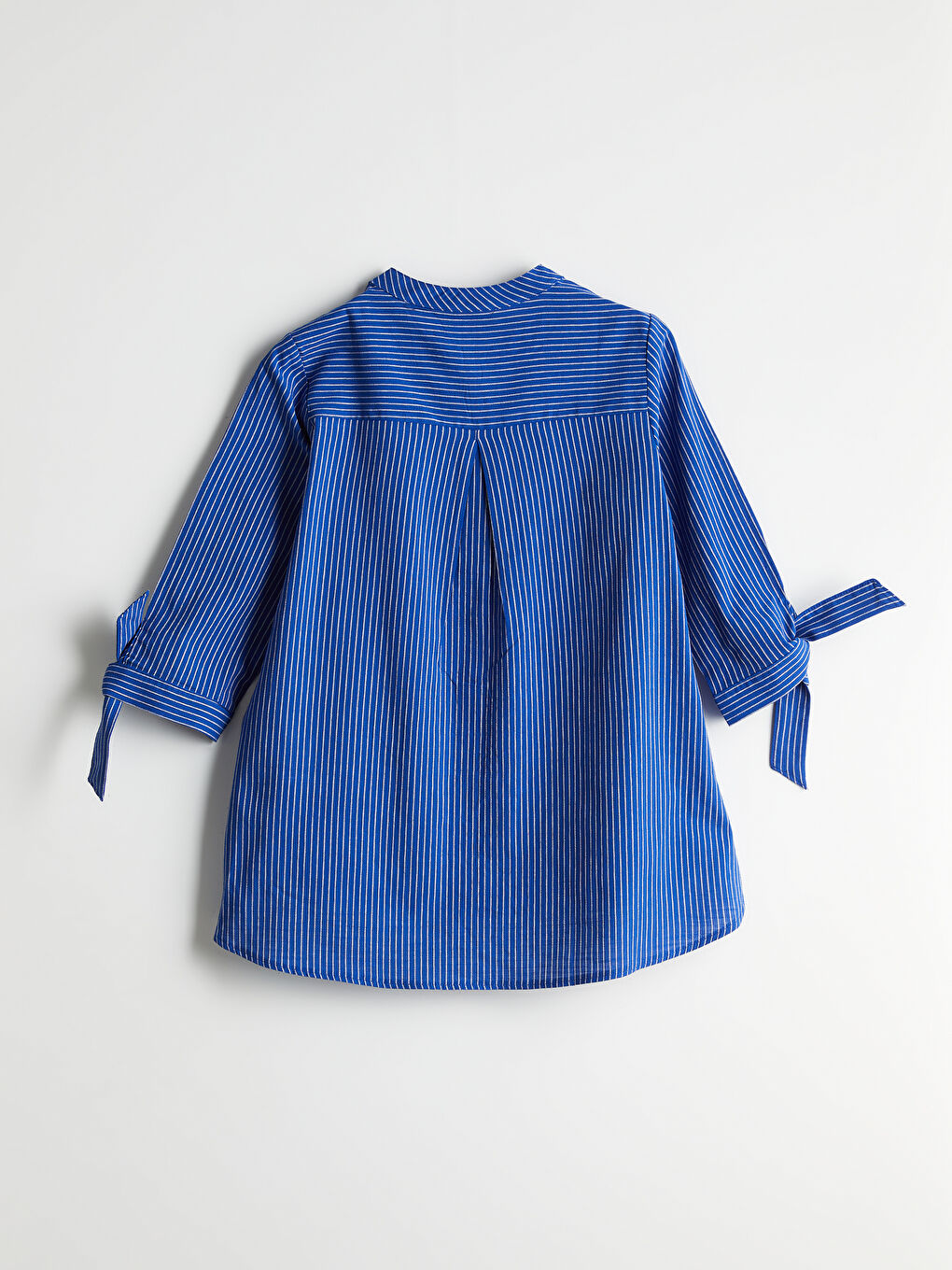 Mavi Çizgili Poplin Kadın Gömlek-5