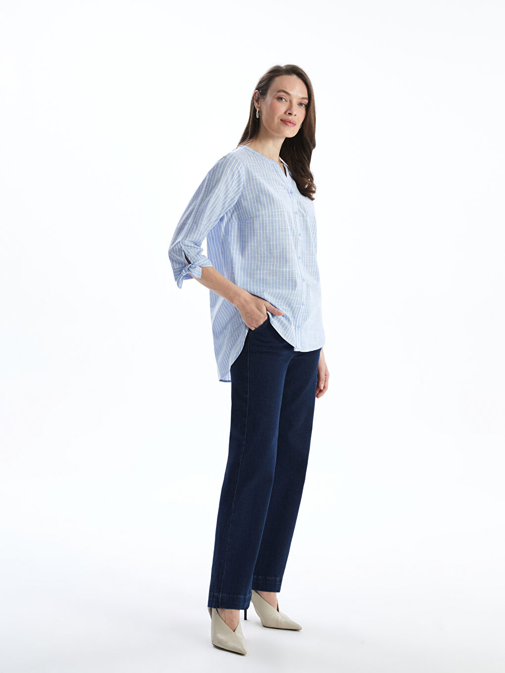 Striped Poplin Women's Shirt -S57163Z8-LEN