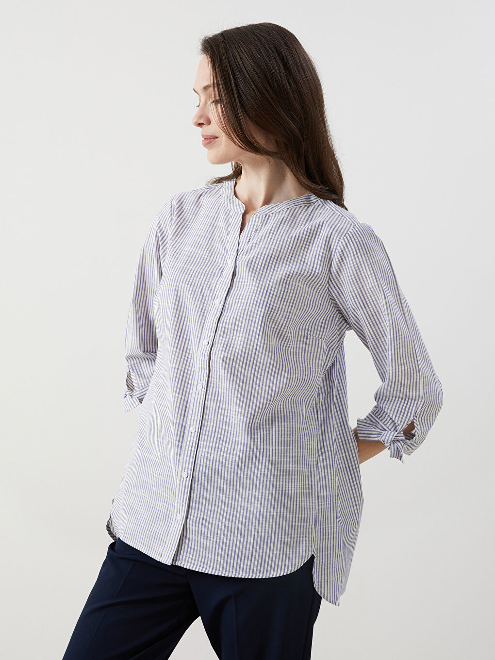 Striped Poplin Women's Shirt -S57163Z8-LGR