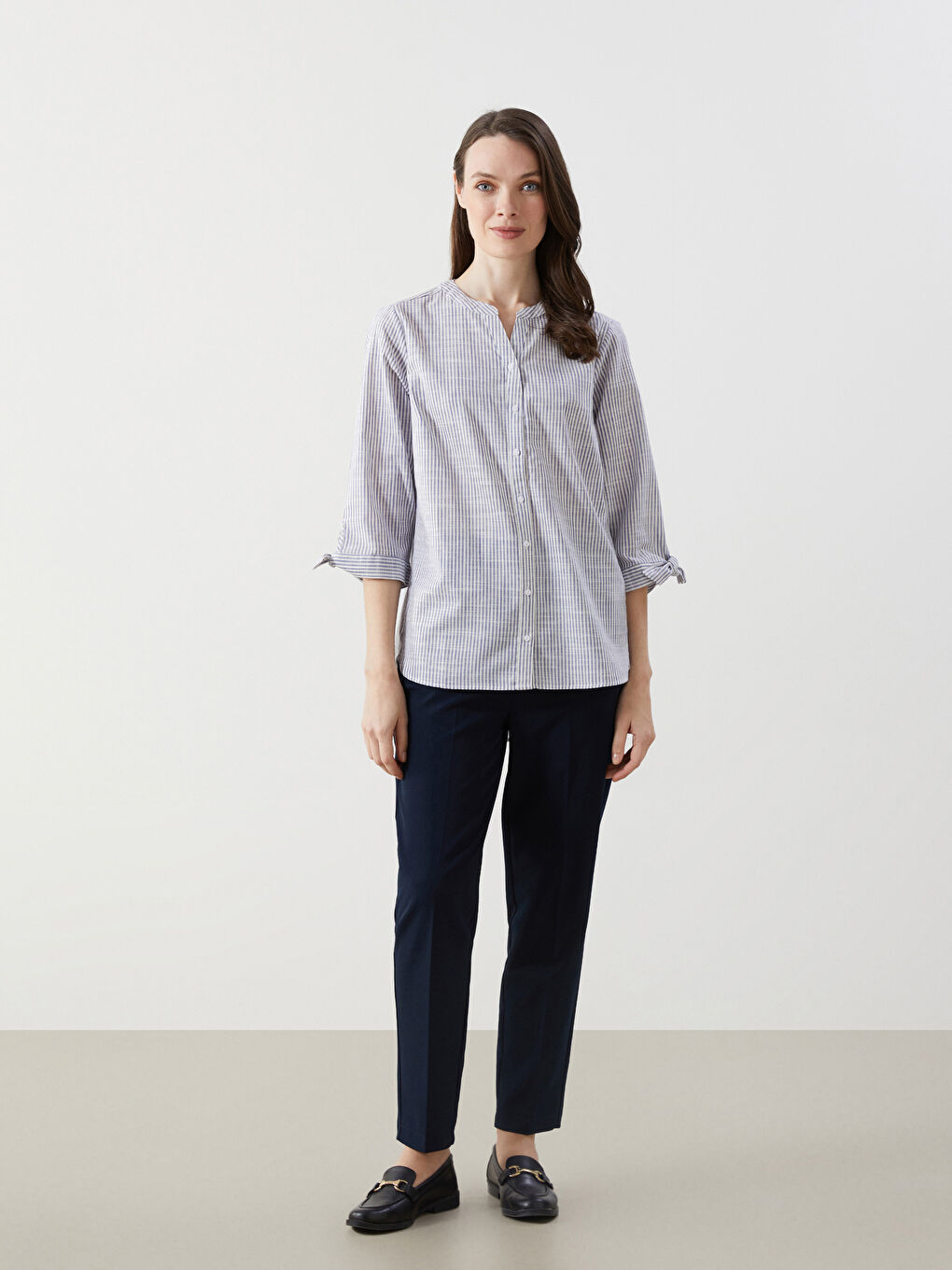 Striped Poplin Women's Shirt -S57163Z8-LGR