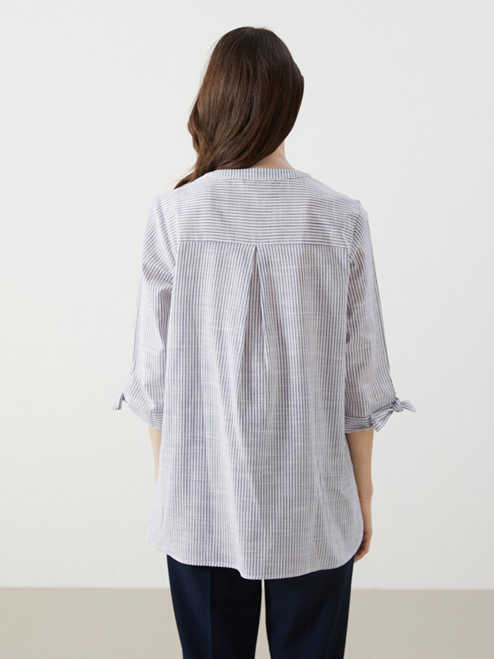 Striped Poplin Women's Shirt -S57163Z8-LGR
