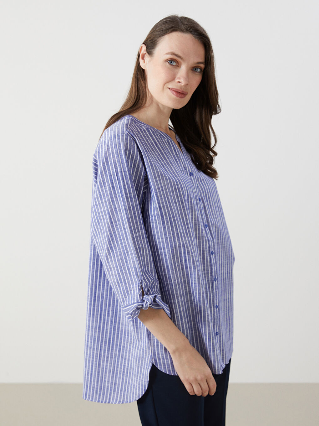 Striped Poplin Women's Shirt -S57163Z8-LGS