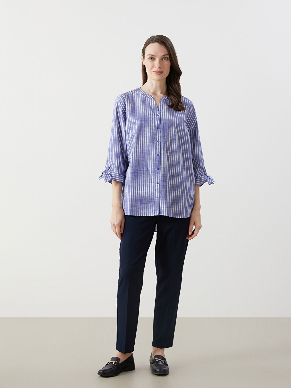 Striped Poplin Women's Shirt -S57163Z8-LGS