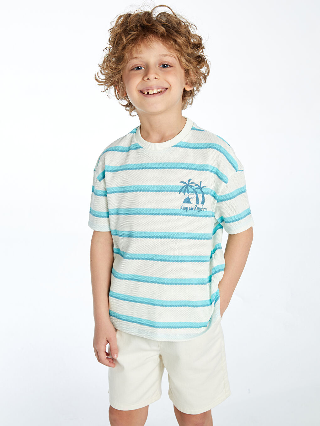 Crew Neck Striped Boys' T-Shirt -S57164Z1-LFC