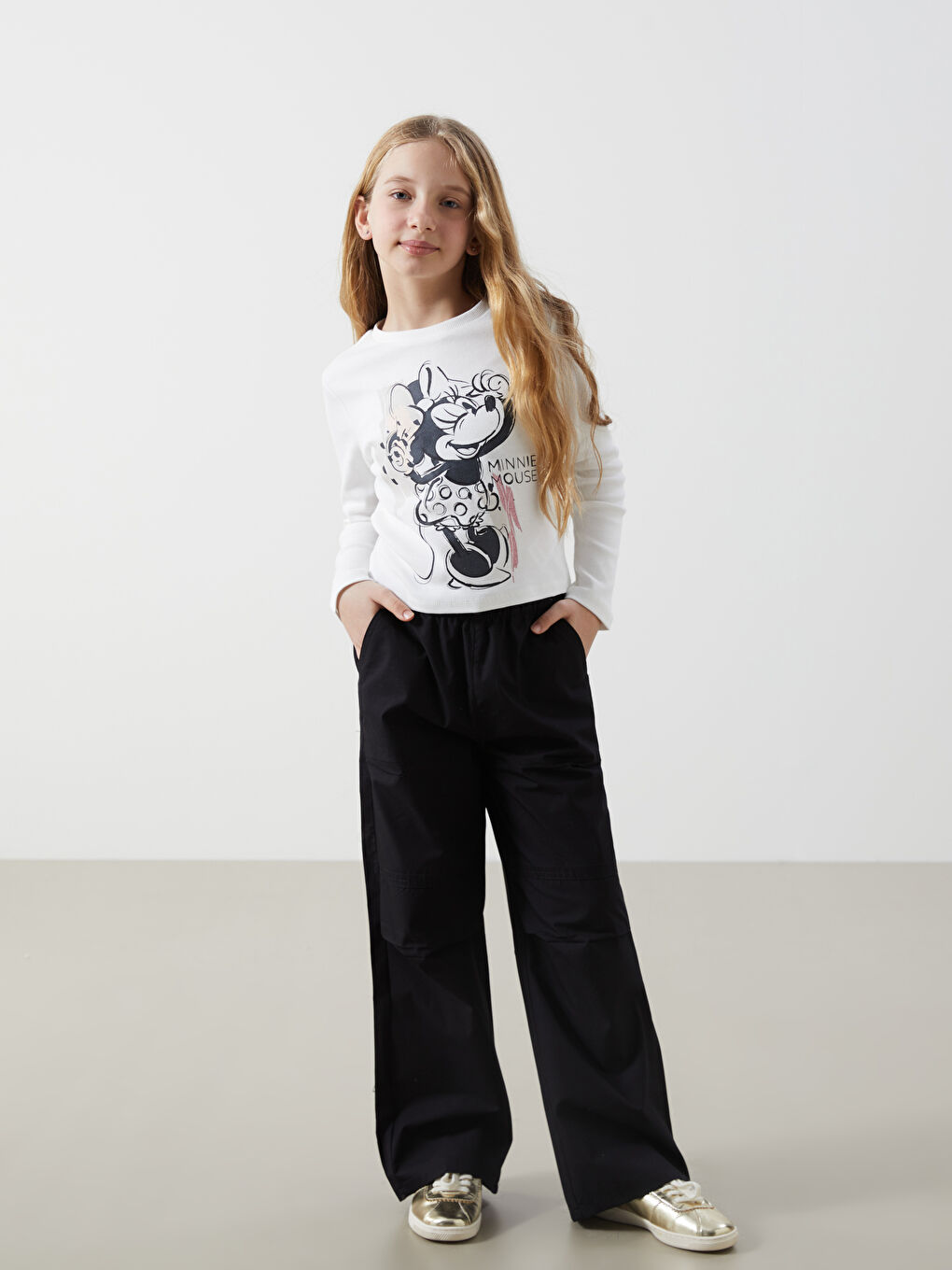 LCW Kids Siyah Beli Lastikli Kız Çocuk Pantolon