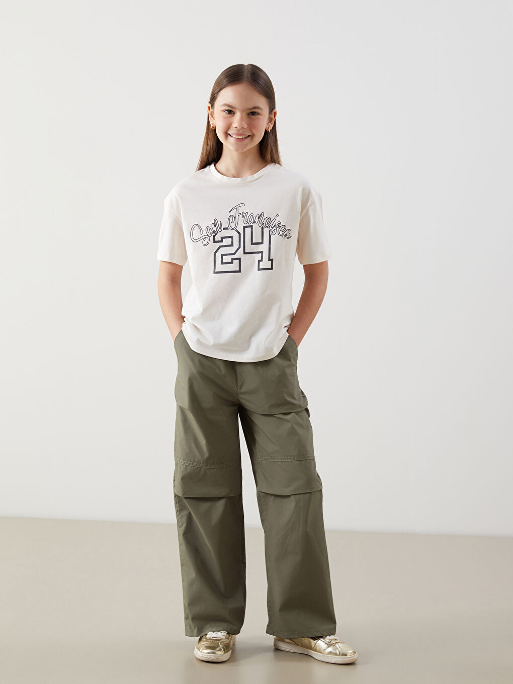 Elastic Waist Girl Trousers -S57169Z4-GYA