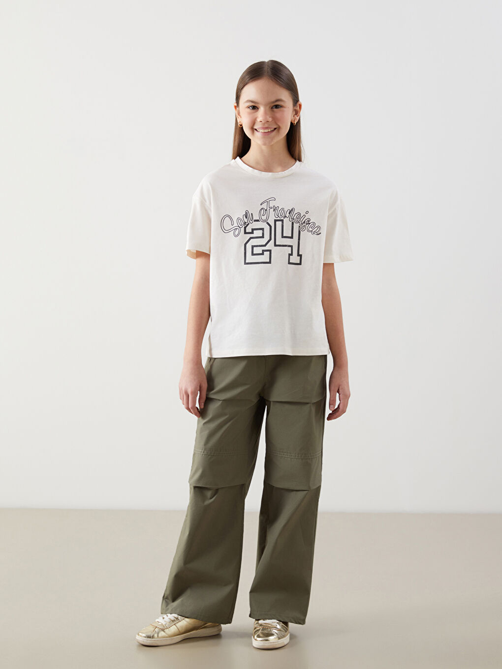 Elastic Waist Girl Trousers -S57169Z4-GYA