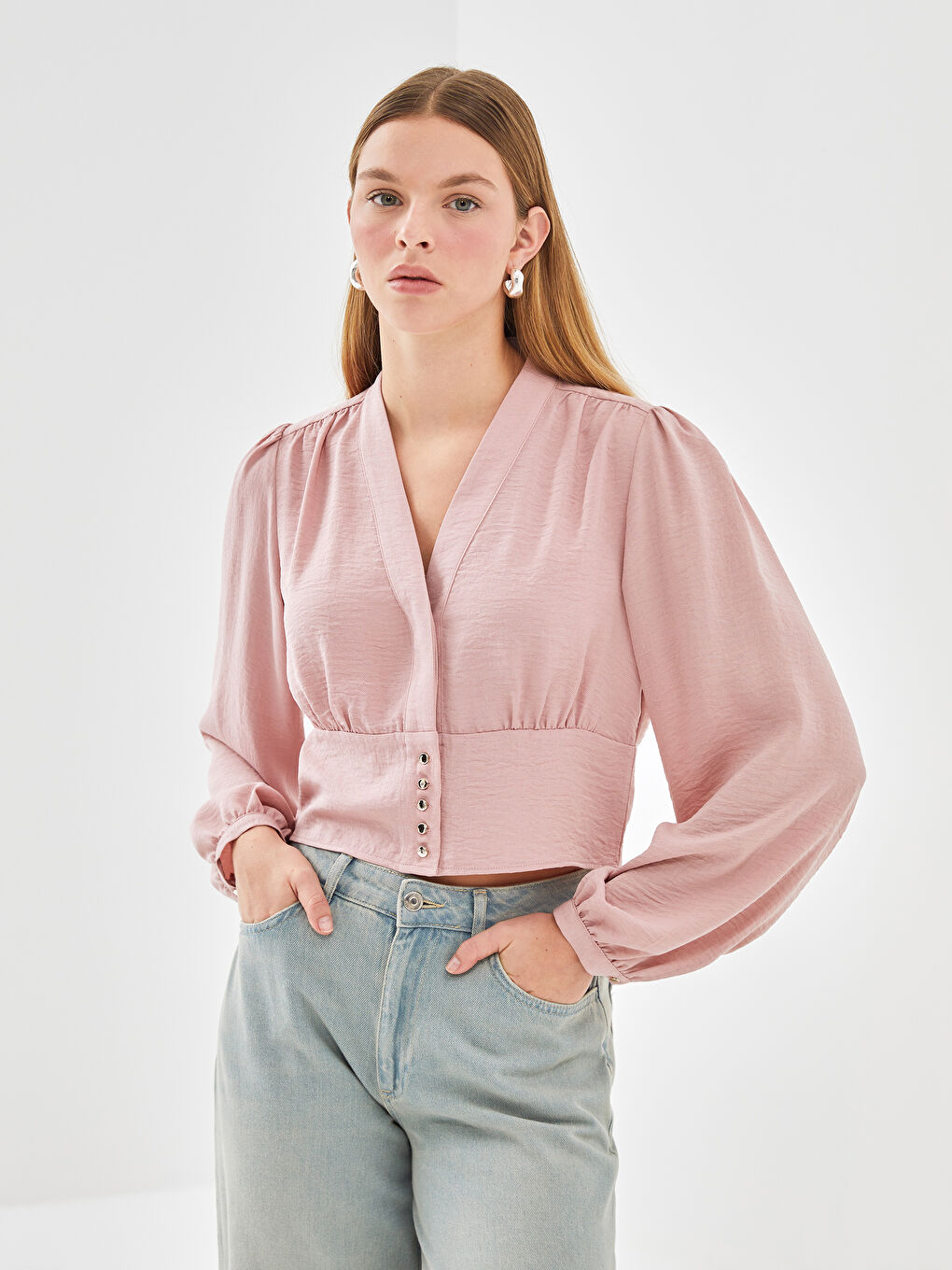 LCW Vision Bluza za Žene sa V-izrezom, Jednostavna -S57182Z8-JLY