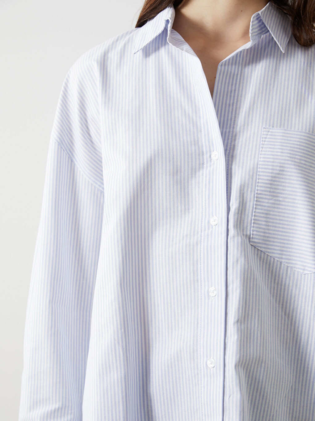 Loose Fit Oxford Pocket Women's Shirt -S57183Z8-LEN