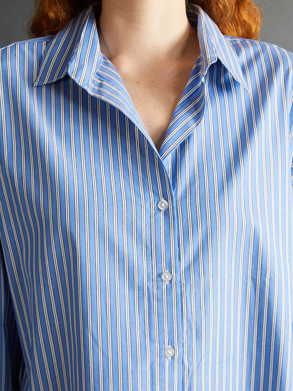 LCW Vision Striped Oversize Poplin Women's Shirt -S57184Z8-LEN