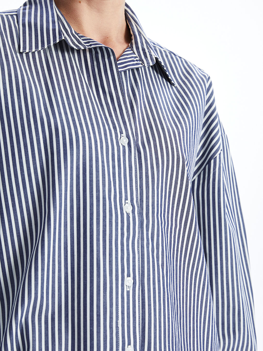 Striped Oversize Poplin Women's Shirt -S57189Z8-LGS