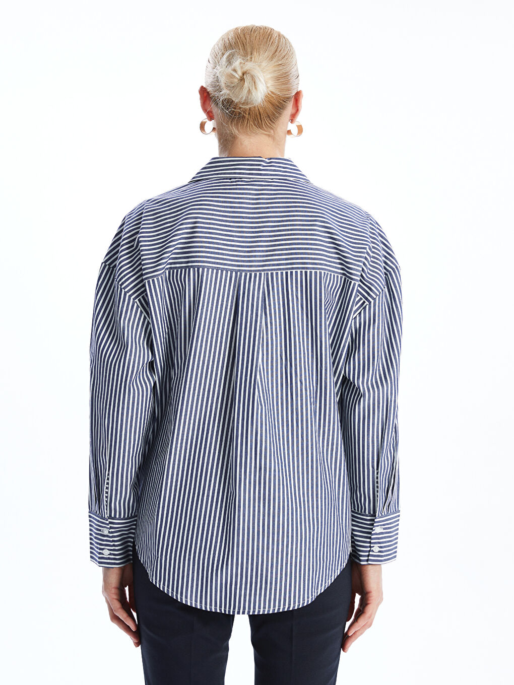 Striped Oversize Poplin Women's Shirt -S57189Z8-LGS