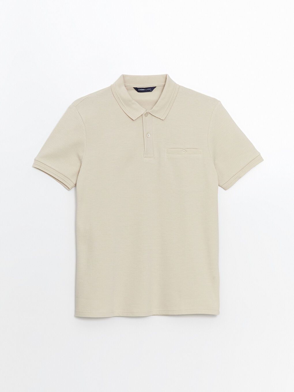 Bej Polo Yaka Kısa Kollu Erkek Tişört-4