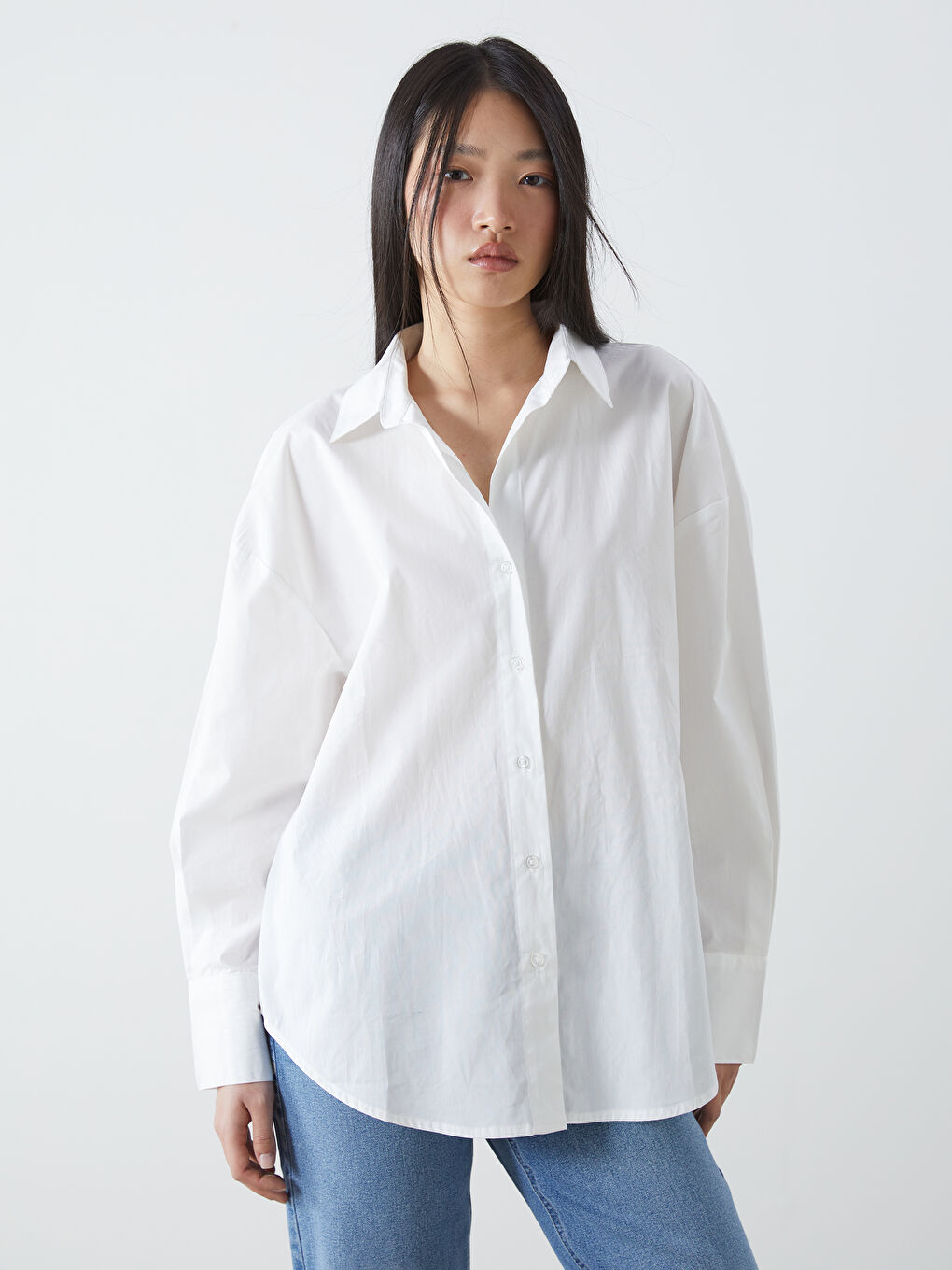Oversize Poplin Women's Shirt -S57192Z8-R9J