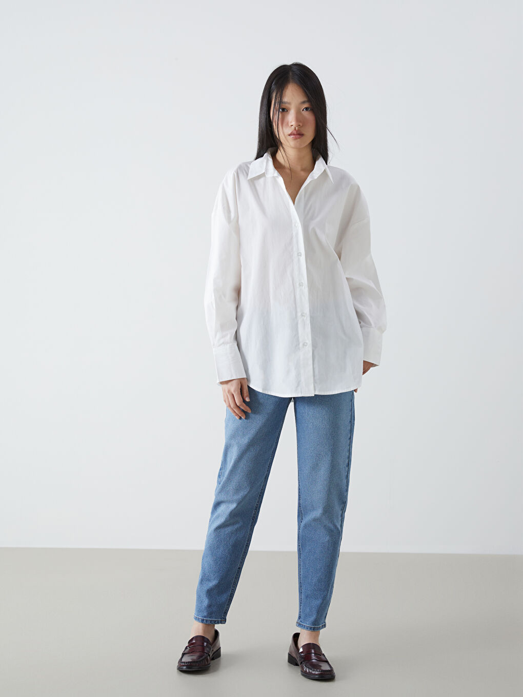 Oversize Poplin Women's Shirt -S57192Z8-R9J