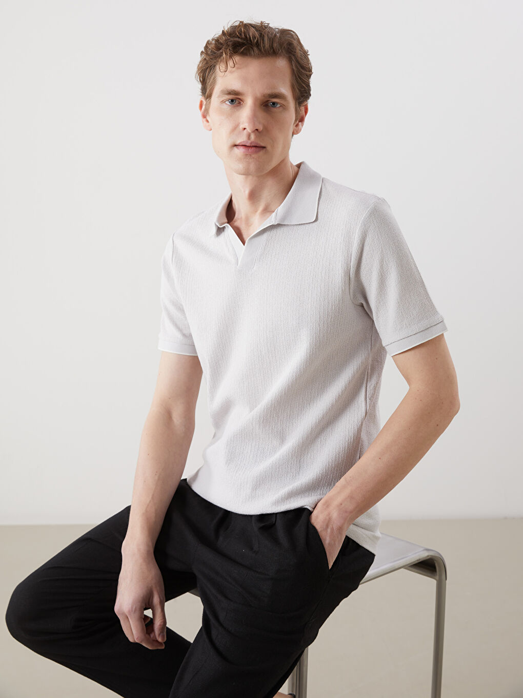 Polo Neck Short Sleeve Men's T-Shirt -S57195Z8-CZB
