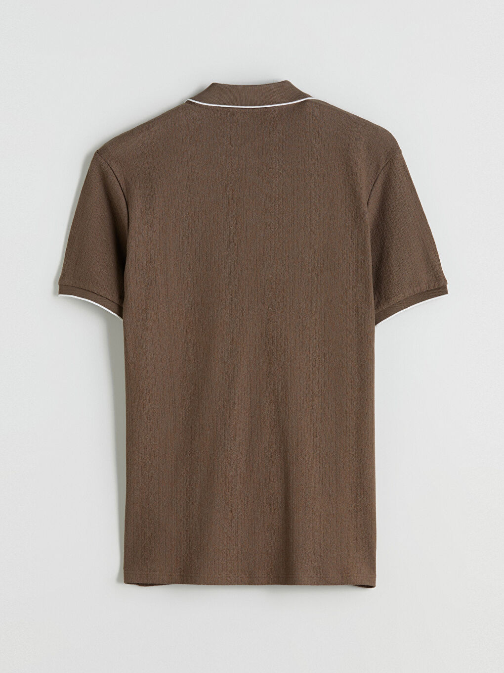Kahverengi Polo Yaka Kısa Kollu Erkek Tişört-5