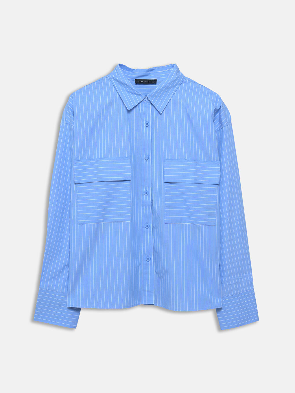 Pocket Detailed Striped Long Sleeve Women's Shirt -S57198Z8-LEN